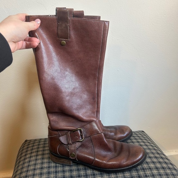 Nine West Shoes - Vintage Nine West Leather Tall Riding Boots Brown Buckle Detail Women's Size 8M